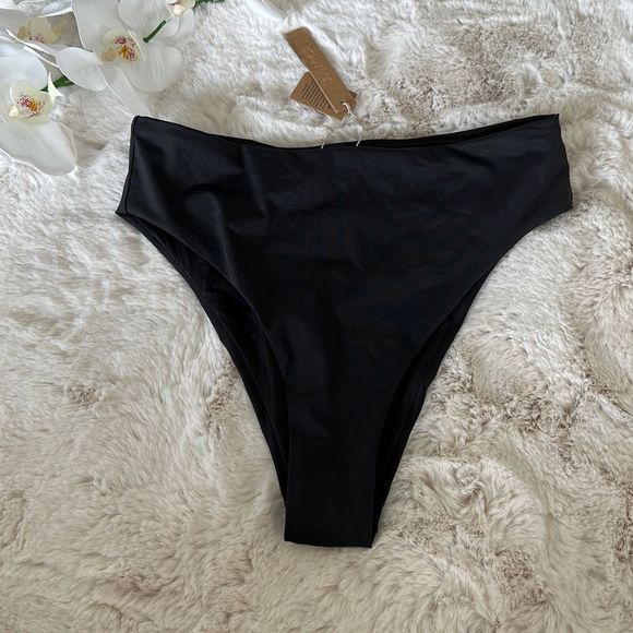 SKIMS Signature Swim Mid Waist Bottom Onyx - Picture 1 of 9